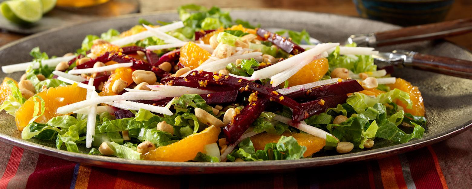 Christmas Eve Salad with jicama, beets, orange & peanuts