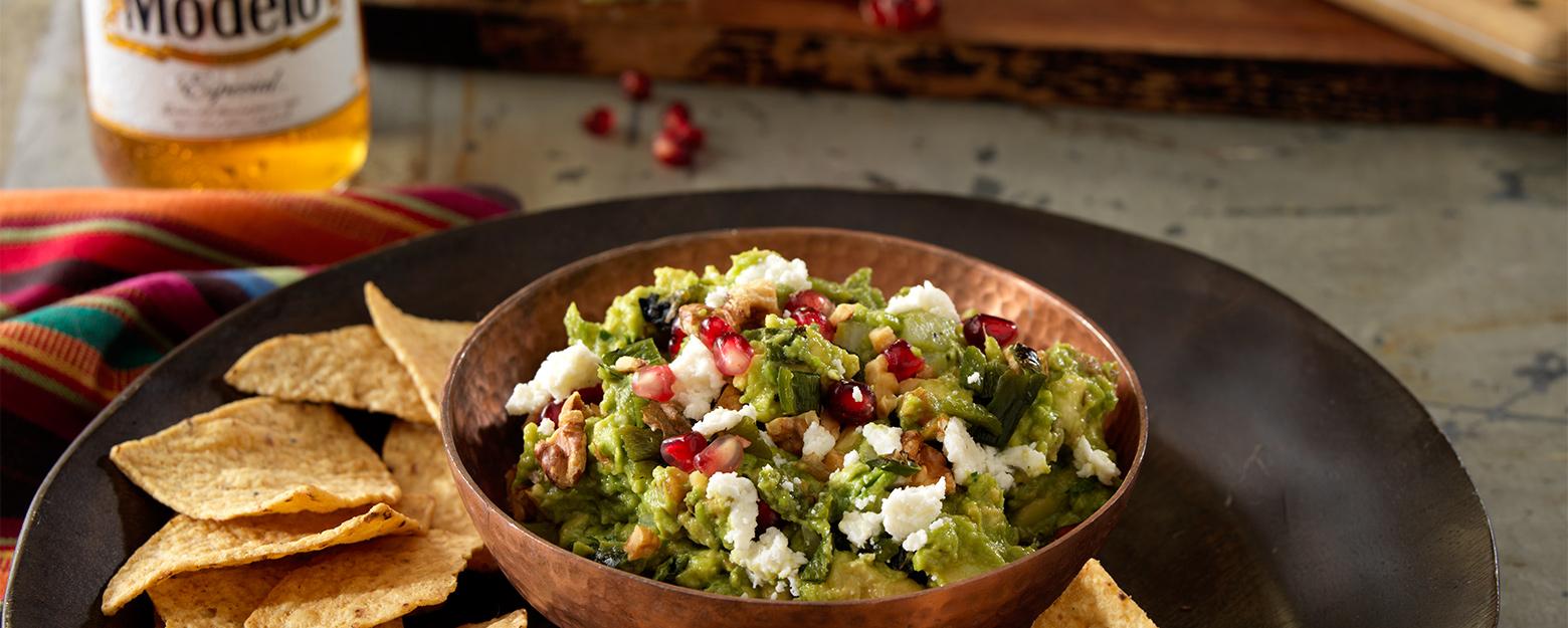 Guacamole with Toasted Walnuts and Pomegranate