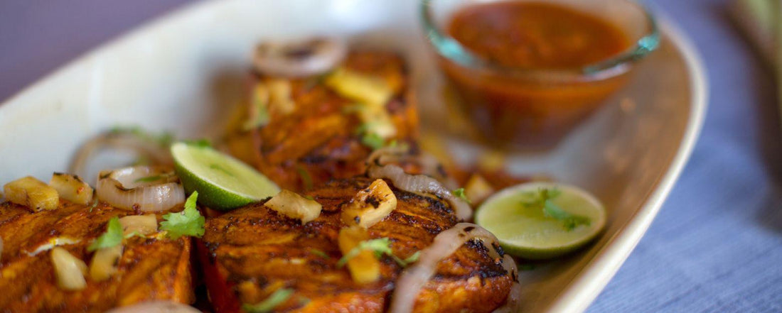 Grilled Halibut with Achiote and Grilled Pineapple