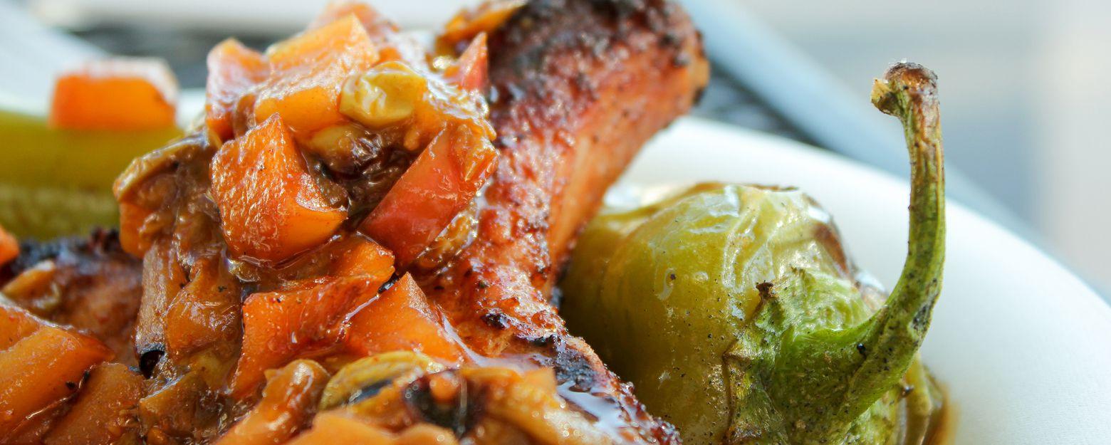 Pork Chops Stuffed with Apples and Mushrooms