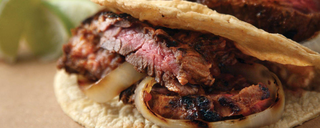 Skirt Steak Tacos with Salsa and Modelo Negra