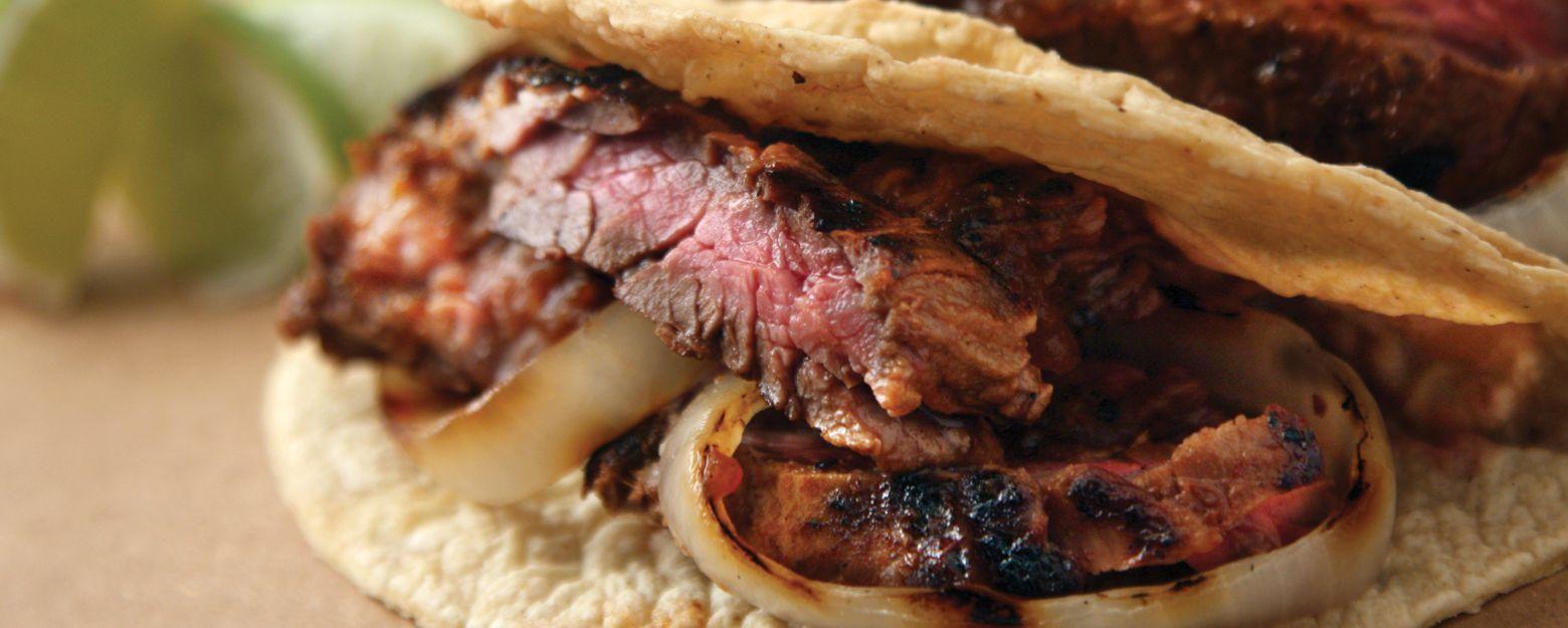 Skirt Steak Tacos with Salsa and Modelo Negra