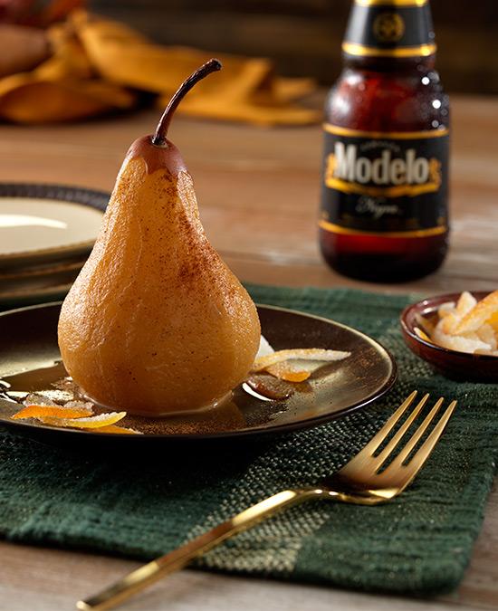 Poached Pears in Modelo recipe image
