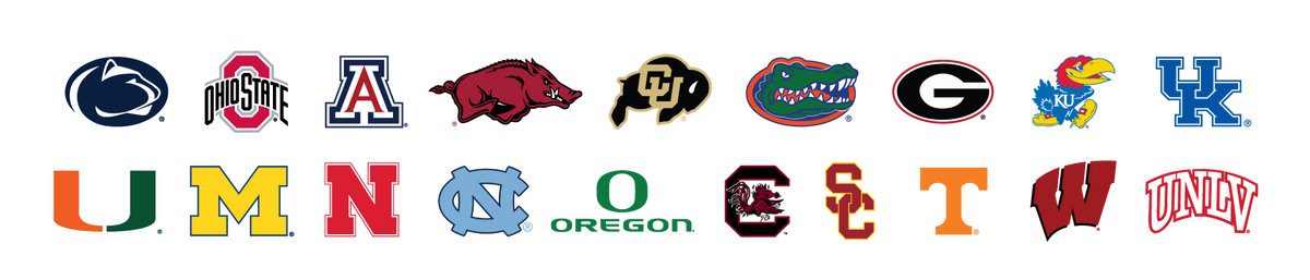 Proud sponsor of full-time fans of Wisconsin Badgers, South Carolina Gamecocks, Penn State Nittany Lions, Kansas Jayhawks, Tennessee Volunteers,Oregon Ducks, Nebraska Cornhuskers, Ohio State Buckeyes, Arizona Wildcats, Arkansas Razorbacks, Colorado Buffaloes, Florida Gators, Georgia Bulldogs, Kentucky Wildcats, Miami Hurricanes, Michigan Wolverines, UNLV Rebels, North Carolina Tar Heels, USC Trojans