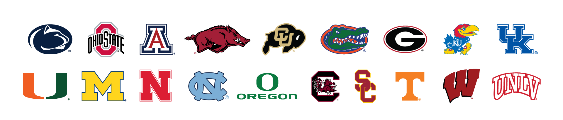 Proud sponsor of full-time fans of Wisconsin Badgers, South Carolina Gamecocks, Penn State Nittany Lions, Kansas Jayhawks, Tennessee Volunteers,Oregon Ducks, Nebraska Cornhuskers, Ohio State Buckeyes, Arizona Wildcats, Arkansas Razorbacks, Colorado Buffaloes, Florida Gators, Georgia Bulldogs, Kentucky Wildcats, Miami Hurricanes, Michigan Wolverines, UNLV Rebels, North Carolina Tar Heels, USC Trojans